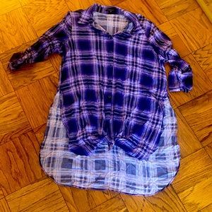 Purple plaid button down